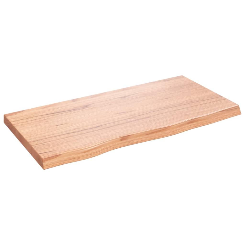 vidaXL Solid Oak Wood Wall Shelf with Live Edge - Light Brown, Handmade Home Storage Option, Versatile Use - 31.5"x15.7"x1.6"