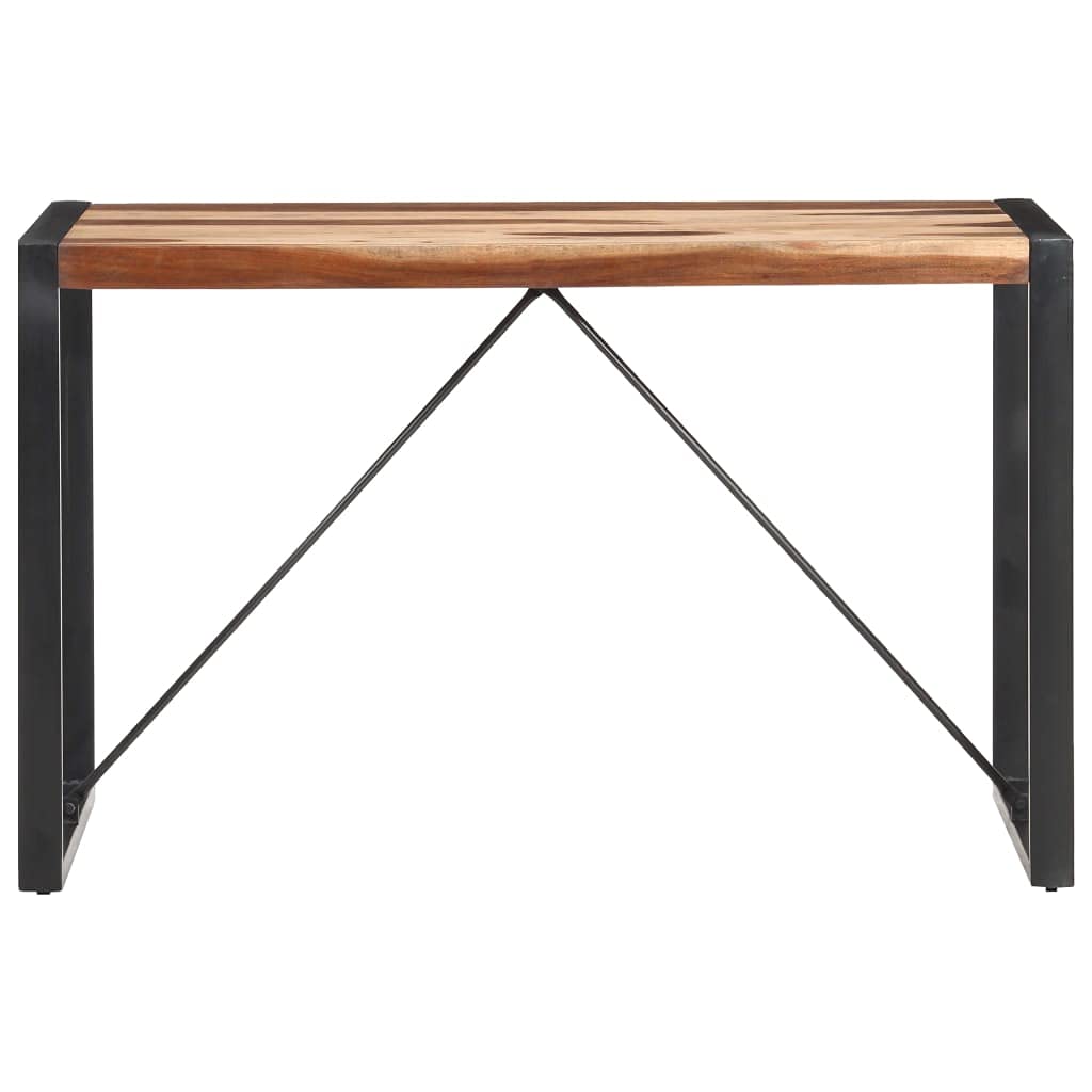 vidaXL Dining Table - Industrial Style, Solid Acacia and Rubberwood Construction, Powder-Coated Steel Legs, Sheesham Finish, Brown and Black, Rectangular, 47.2&quot;x23.6&quot;x29.5&quot;