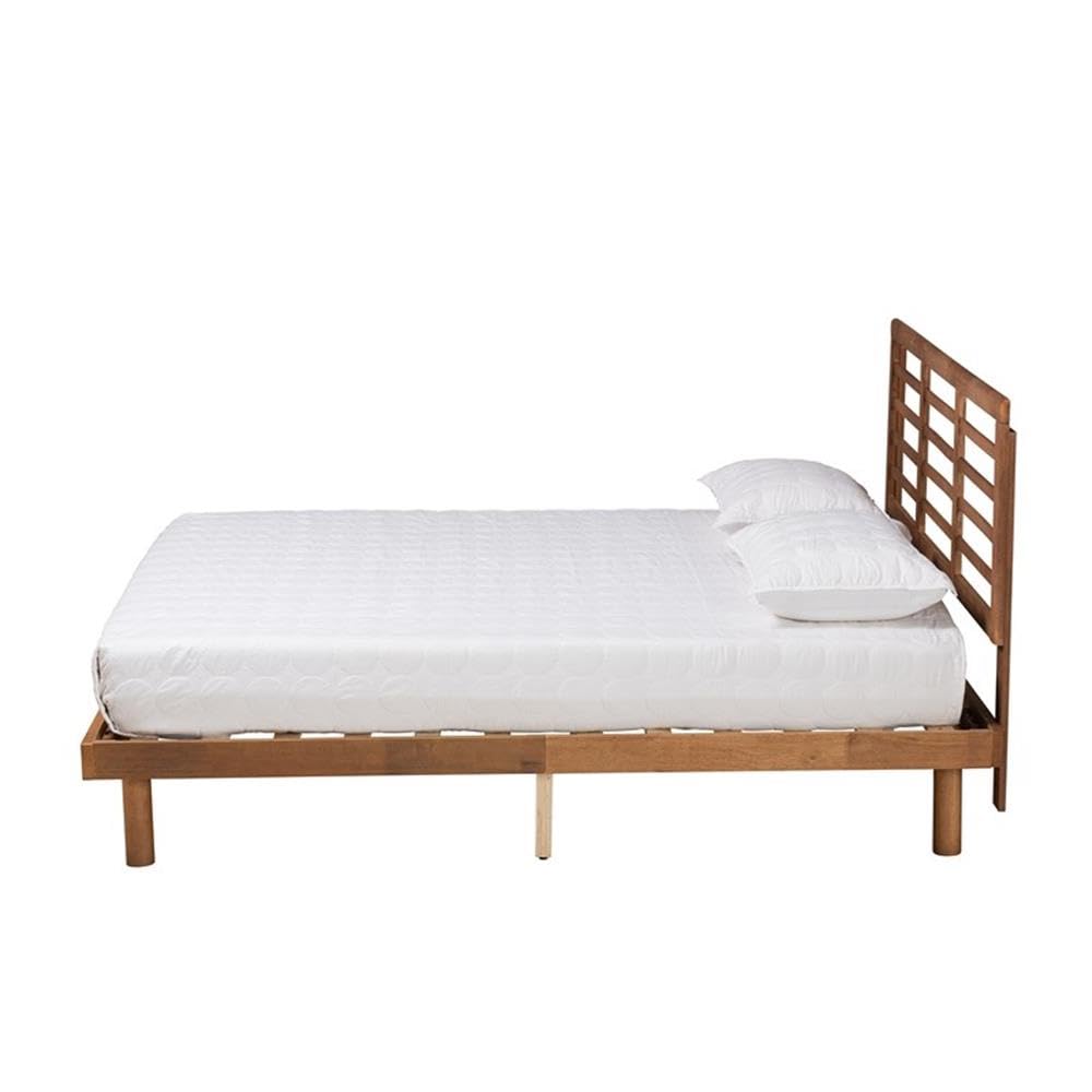 Baxton Studio Lucine Mid-Century Modern Ash Walnut Finished Wood King Size Platform Bed