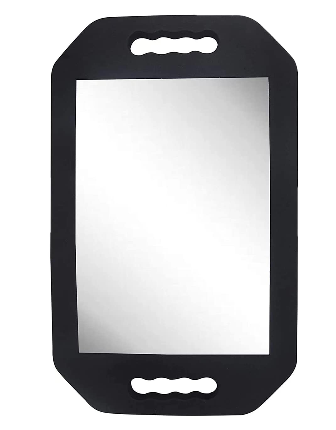HREW Handle Mirror - Large Hand Mirror with Double Handle - Rectangular Hand Held Mirror with Handle - Lightweight Hair Salon Eq