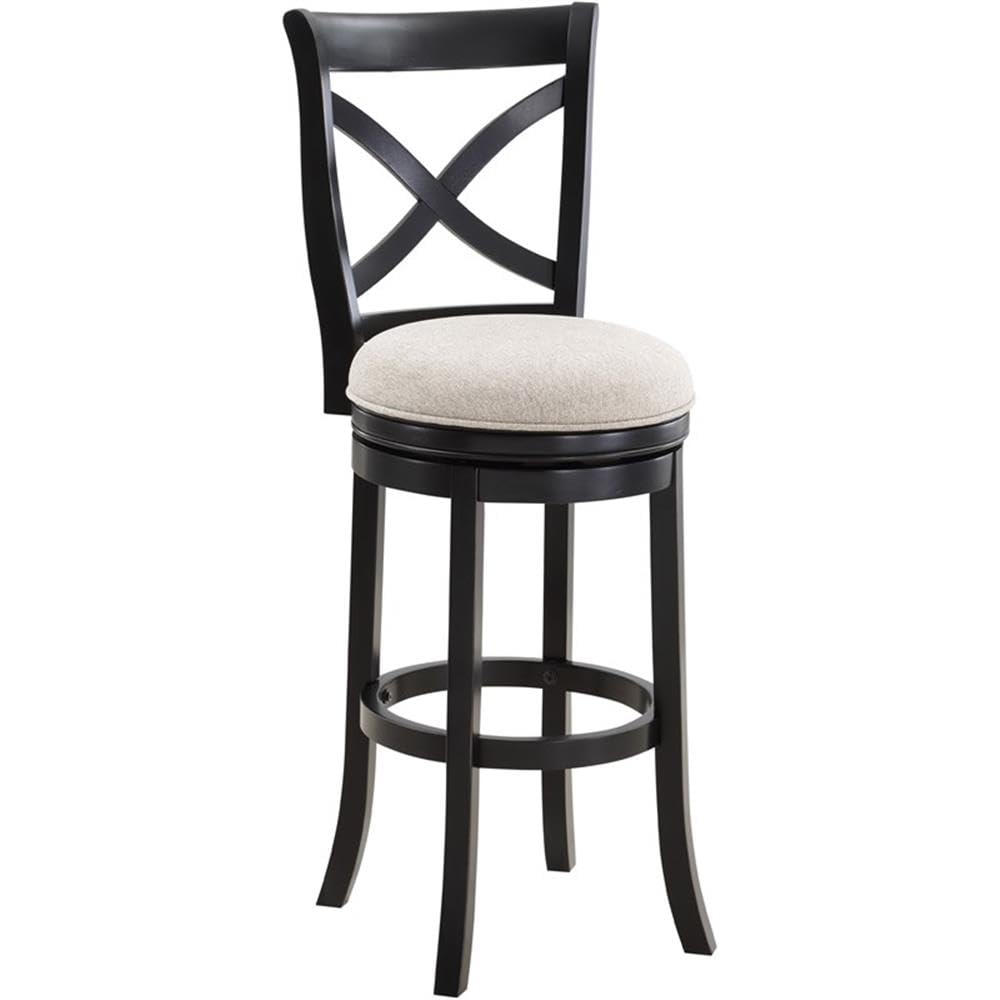 American Woodcrafters Belmont Black X-Back Swivel Solid Wood 30-Inch Seat Height Bar Stool