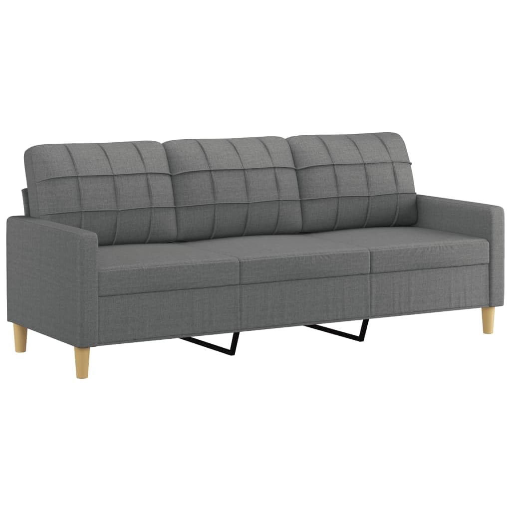 vidaXL Dark Gray 3 Piece Sofa Set - Modern Comfortable Fabric Seating with Pillows and Footstool - Ideal for Living Room, Lounge Area, Indoor Furniture