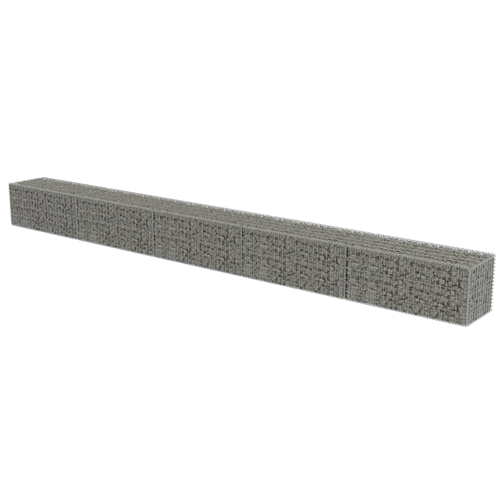 vidaXL Gabion Wall with Covers Galvanized Steel 236''x19.7''x19.7''