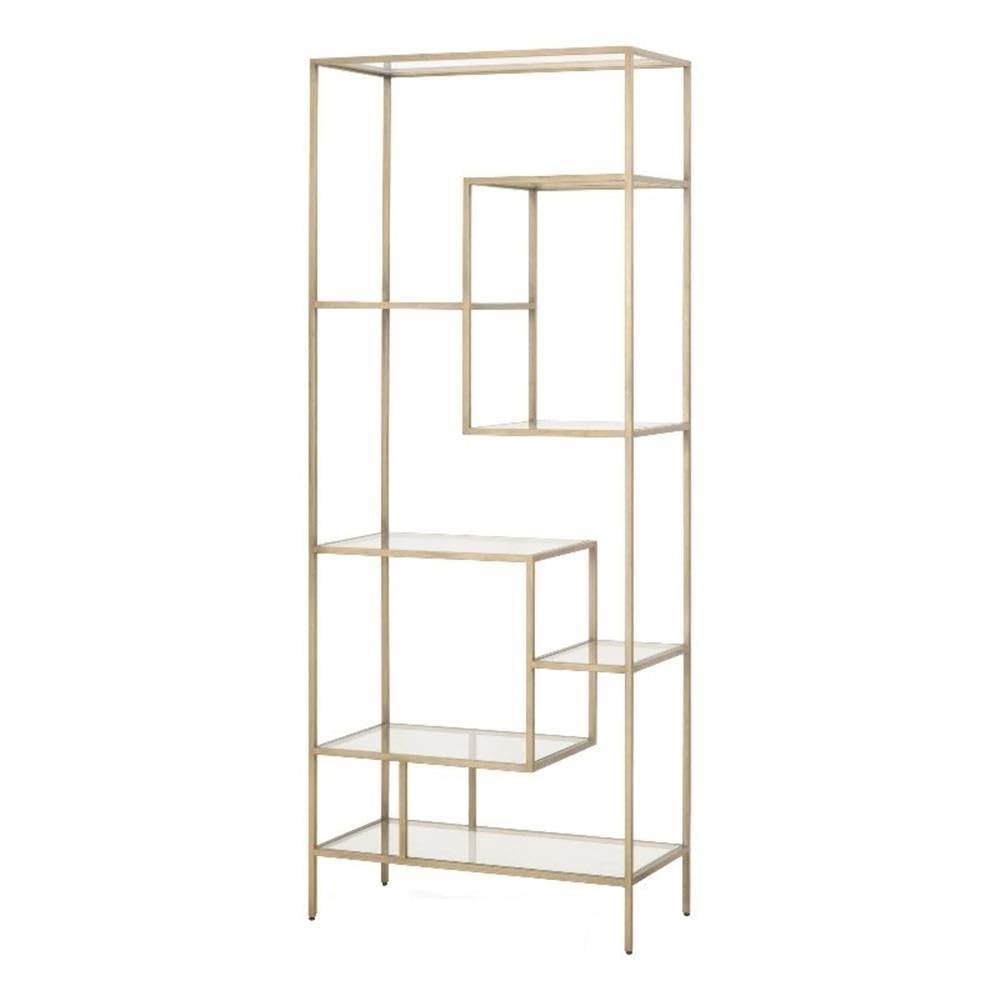 Star International Furniture District Beakman Metal Bookcase In Brass/Clear