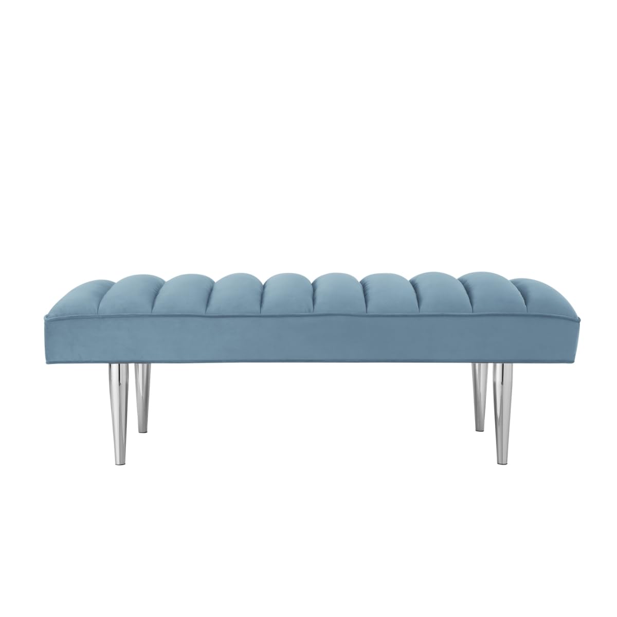 HomeRoots 490945 22 in. Upholstered Bedroom Bench Blue & Silver