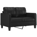 vidaXL Black Faux Leather Sofa Set with Pillows, Two Piece, Contemporary Style, Sturdy Metal and Plywood Frame Structure, Comfortable Foam Filled Seats