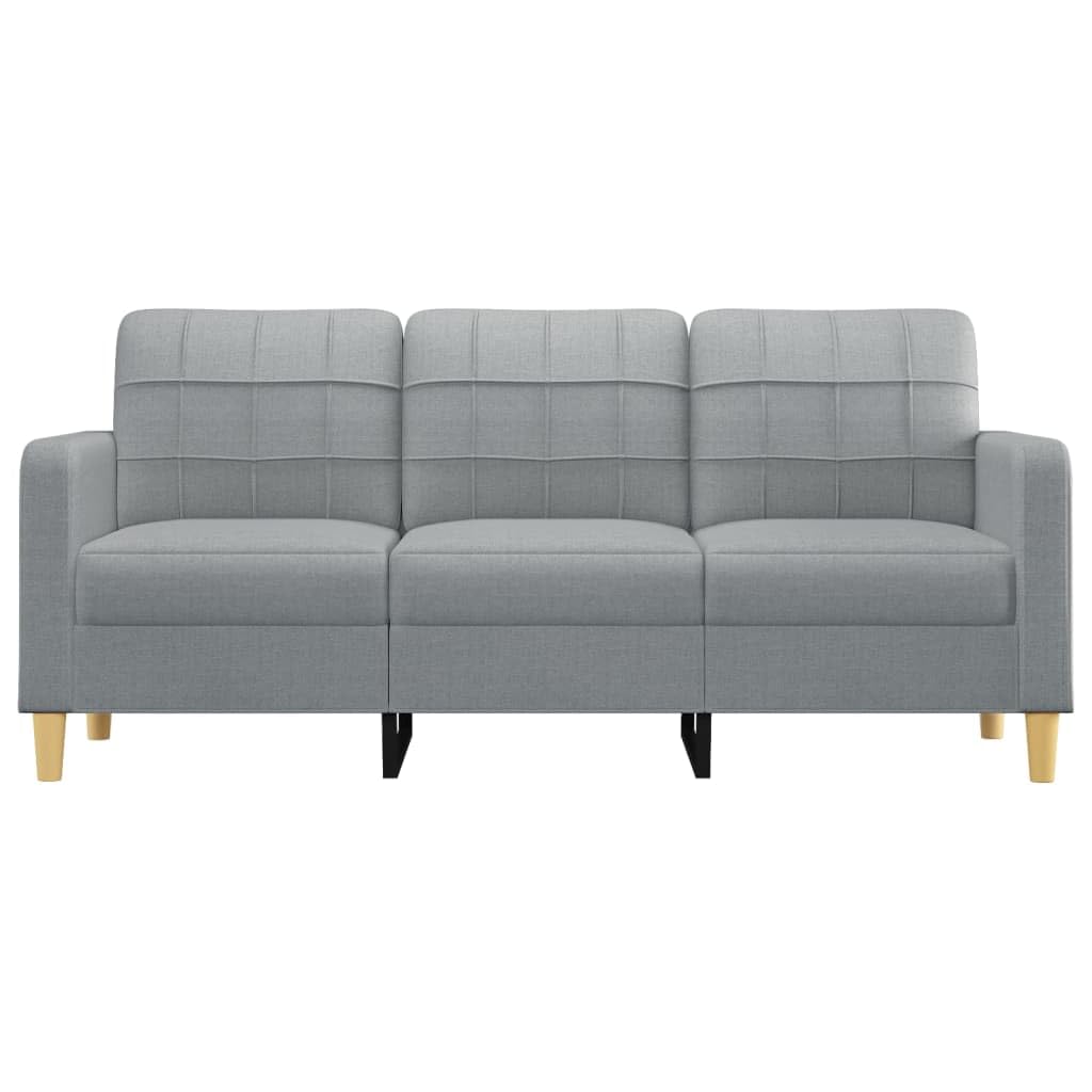 vidaXL Fabric 3-Seater Sofa in Light Gray - Comfortable and Stylish with Sturdy Metal Frame for Living Room, Lounge, Office Seating