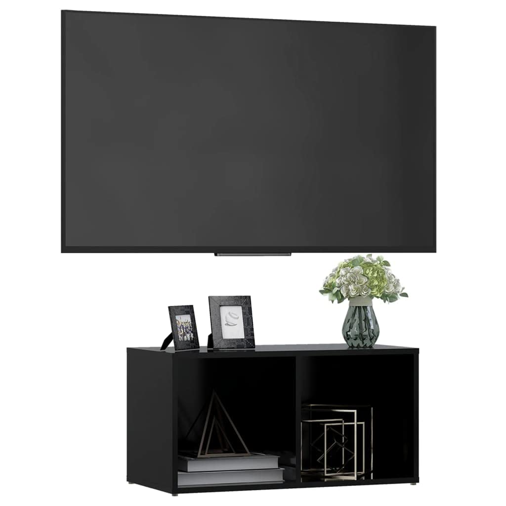vidaXL TV Cabinet Black 28.3&quot;x13.8&quot;x14.4&quot; Chipboard