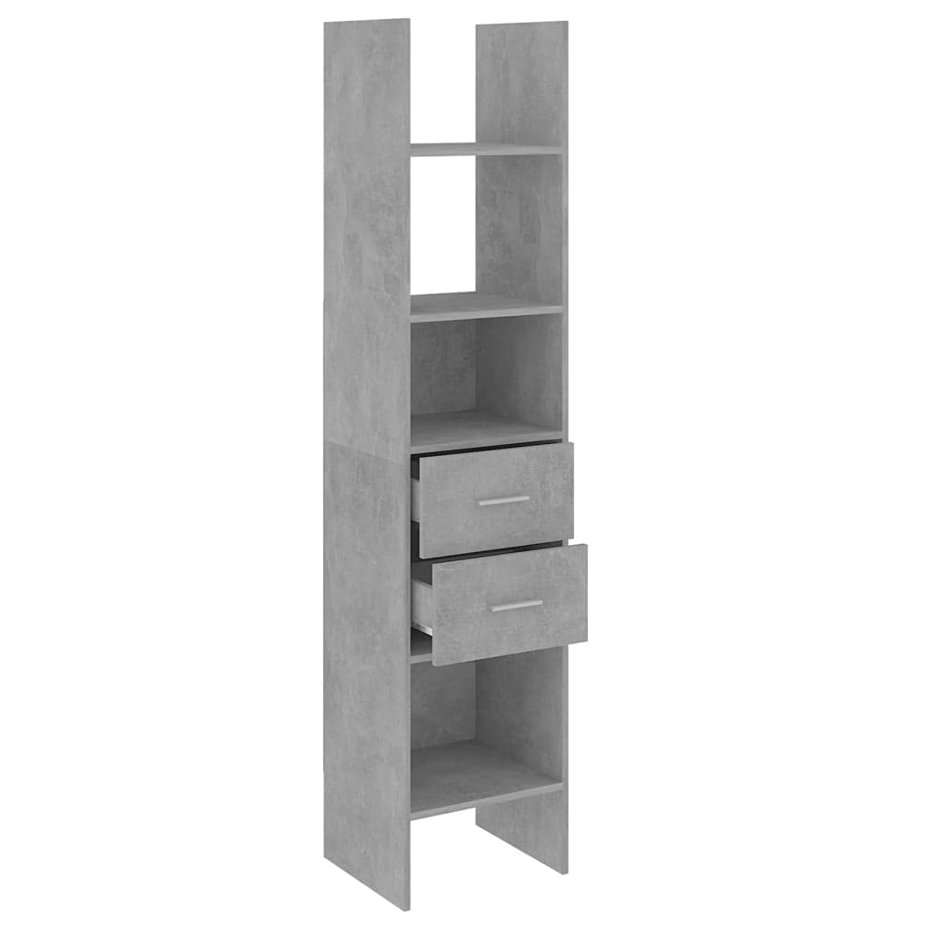 vidaXL Book Cabinet Concrete Gray 15.7&quot;x13.8&quot;x70.9&quot; Chipboard
