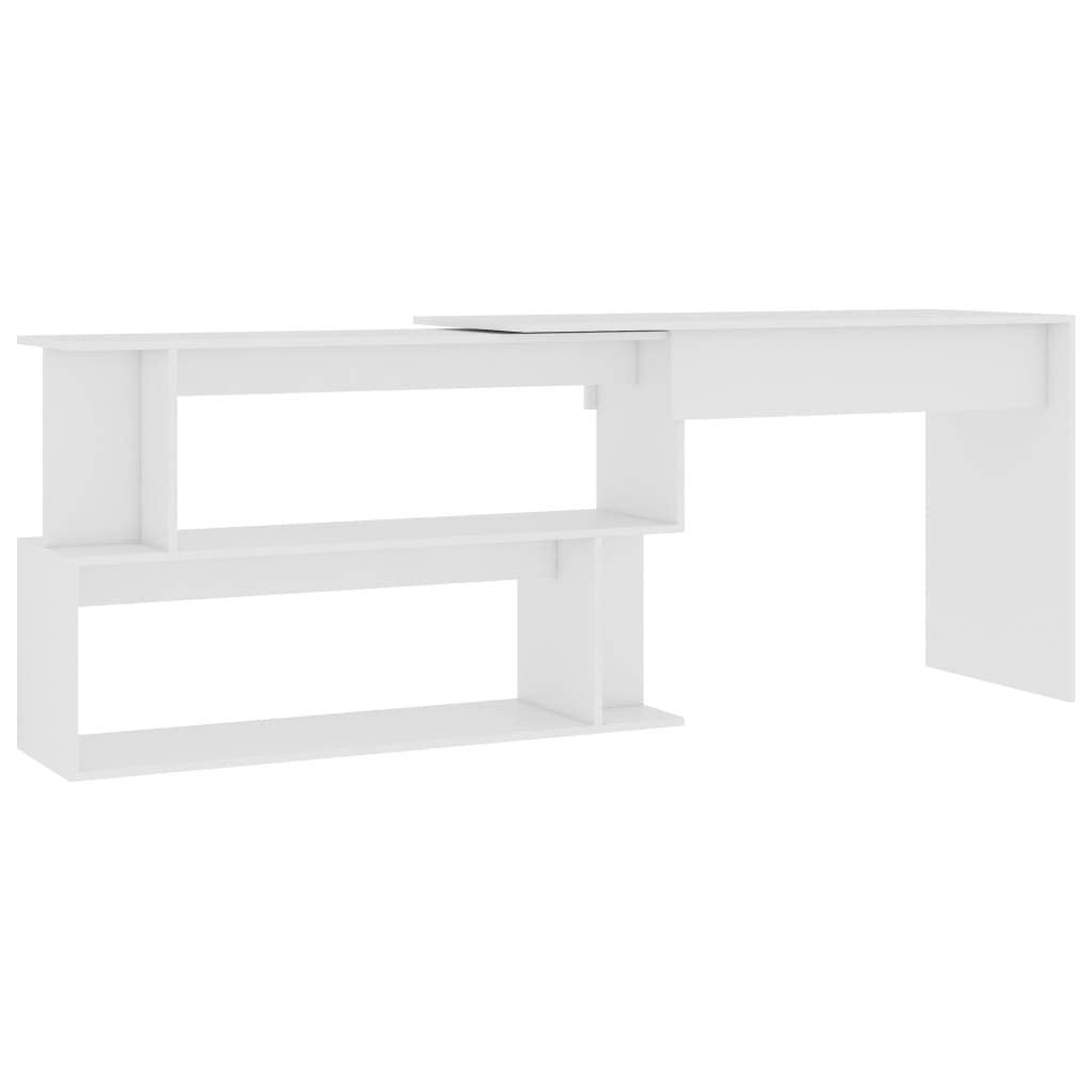 vidaXL Corner Desk in White, 78.7&quot;x19.7&quot;x29.9&quot;, Engineered Wood, Rotatable Design, Perfect for Dorms, Offices, and Small Spaces, Elegant Study Desk with Spacious Compartments