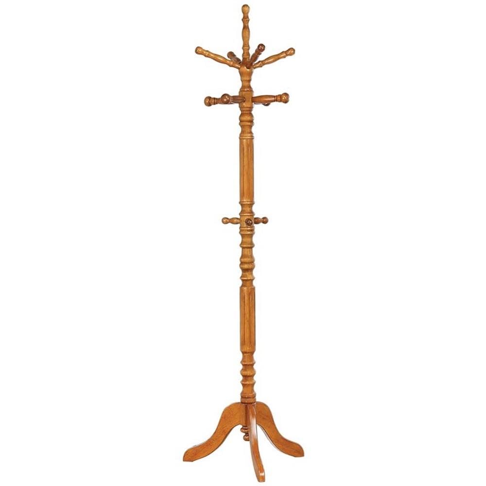 Coaster Home Furnishings Achelle Entryway 11-Hook Freestanding Coat Rack Hat Hanger Sturdy Wooden Hall Tree Clothing Stand Golden Brown 900759