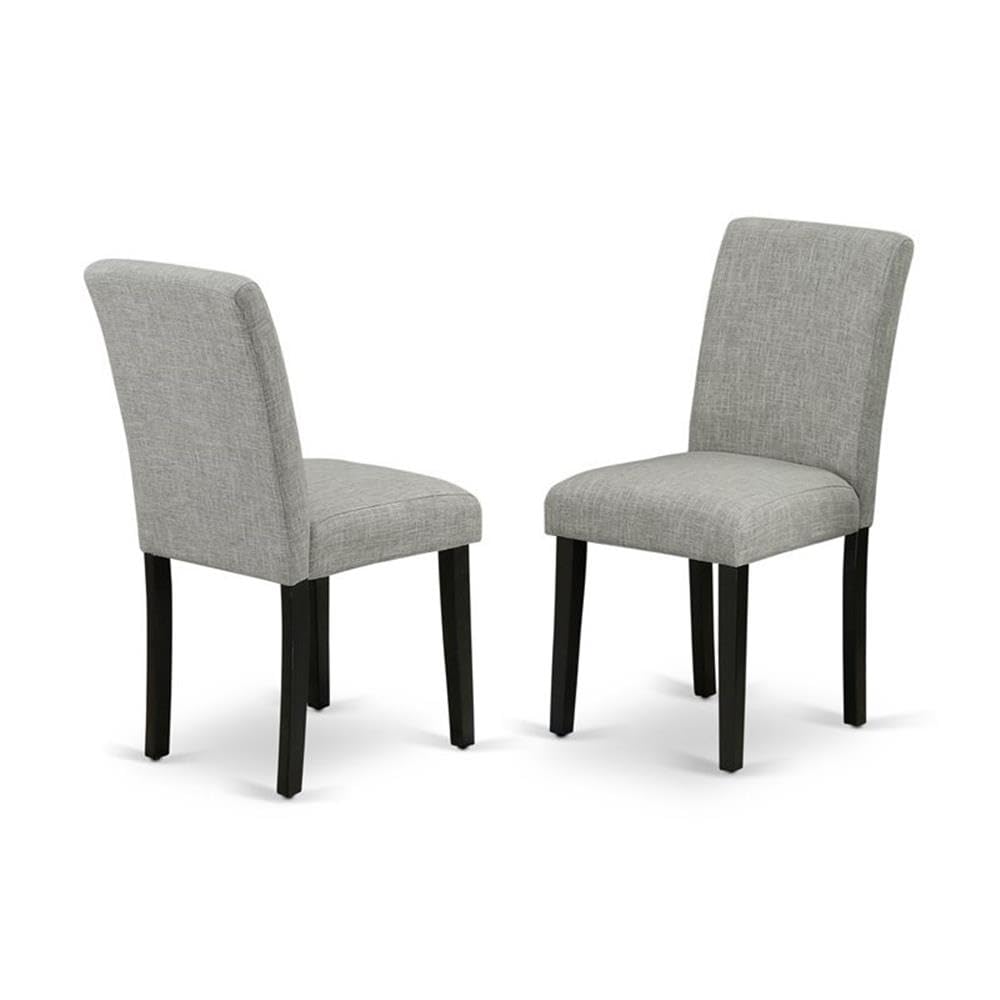 East West Furniture Lgab5-Blk-06 5 Piece Modern Dining Table Set Includes A Rectangle Wooden Table With Butterfly Leaf And 4 Shitake Linen Fabric Parsons Chairs, 42X84 Inch, Black