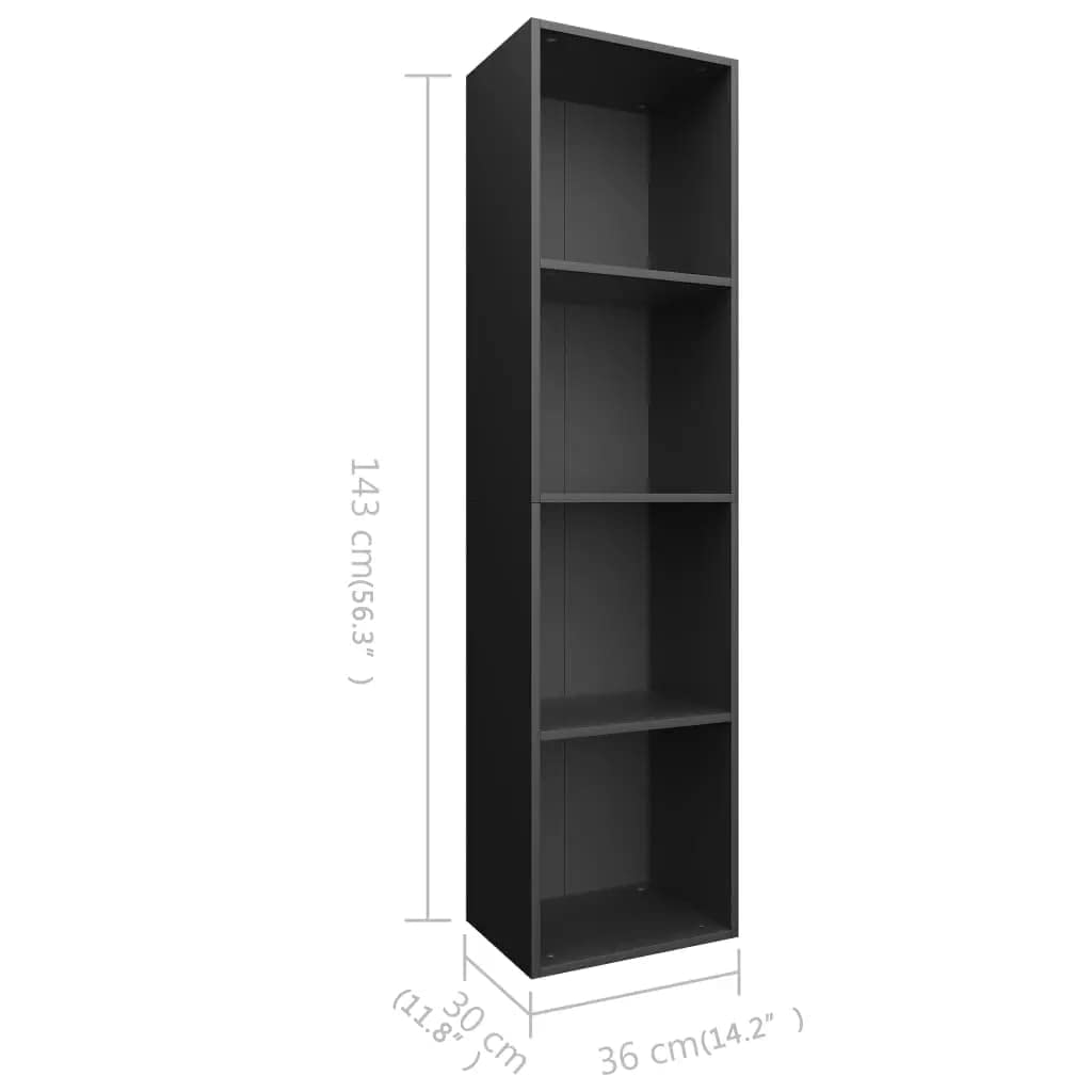 vidaXL Book Cabinet, Bookshelf TV Stand, Wall Bookcase for Office Living Room, Display Storage Shelves Unit, Modern, Black Engineered Wood
