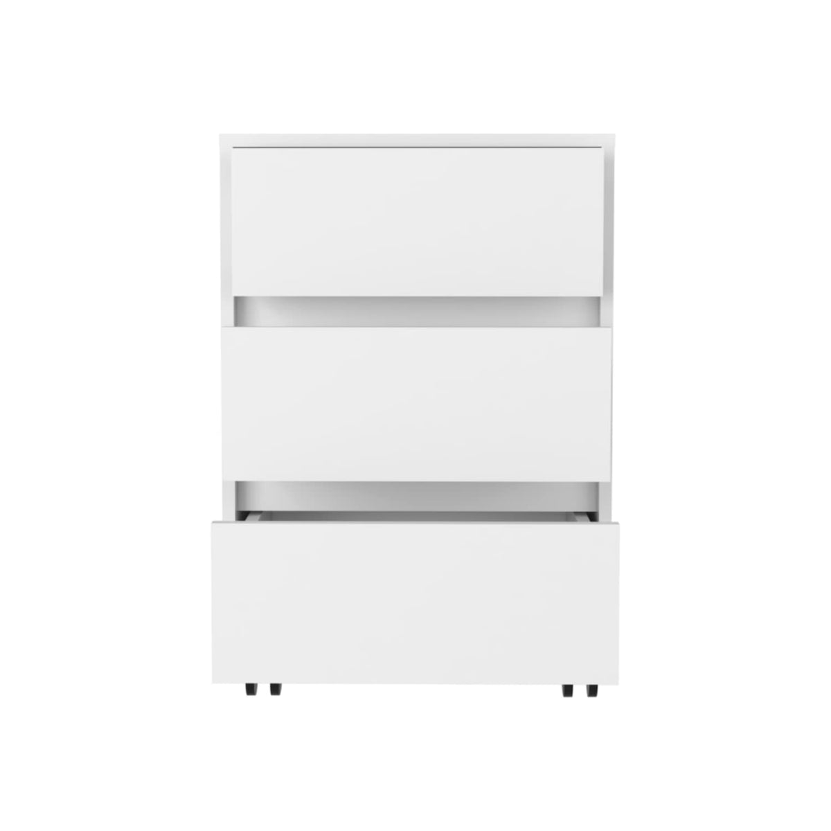 Ibero 3 Drawer Filing Cabinet, 4 Caster Wheels, 3 Drawers, Countertop, White, for Office