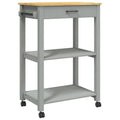 vidaXL Kitchen Trolley - Rolling Cart with Storage, Solid Pine Wood in Gray and Honey Wax, 23.6" x 15.7" x 35.4"