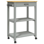 vidaXL Kitchen Trolley - Rolling Cart with Storage, Solid Pine Wood in Gray and Honey Wax, 23.6" x 15.7" x 35.4"