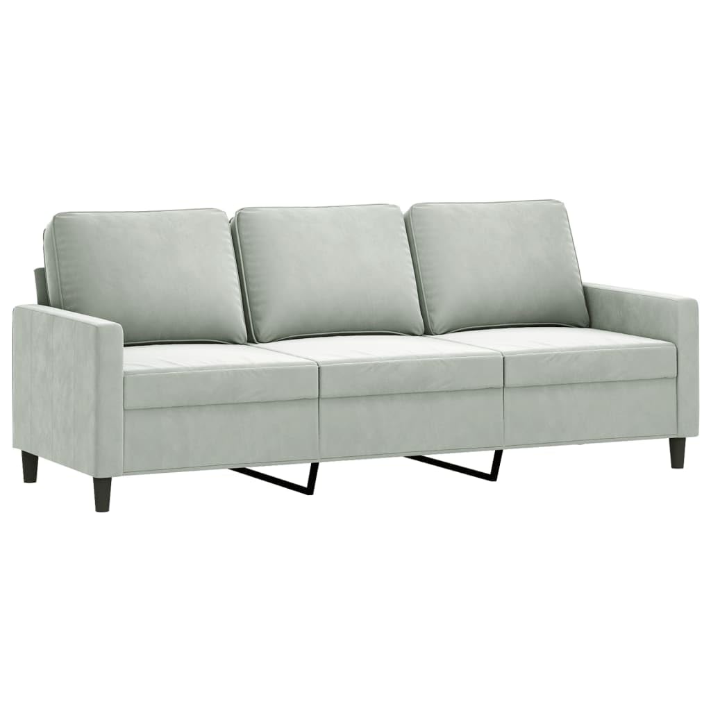 vidaXL Two-Piece Sofa Set in Light Gray Velvet - Comfortably Padded for Relaxation with Sturdy Frame Design