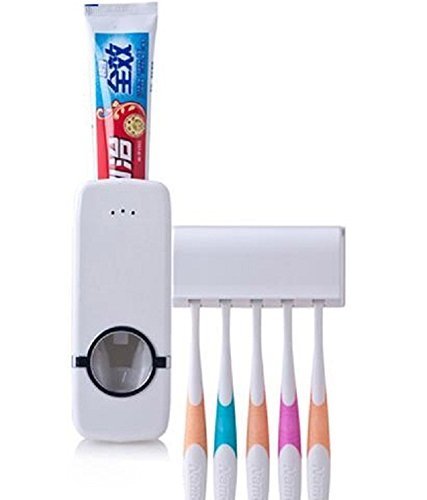 Gions Automatic Toothpaste Dispenser and Tooth Brush Holder Set