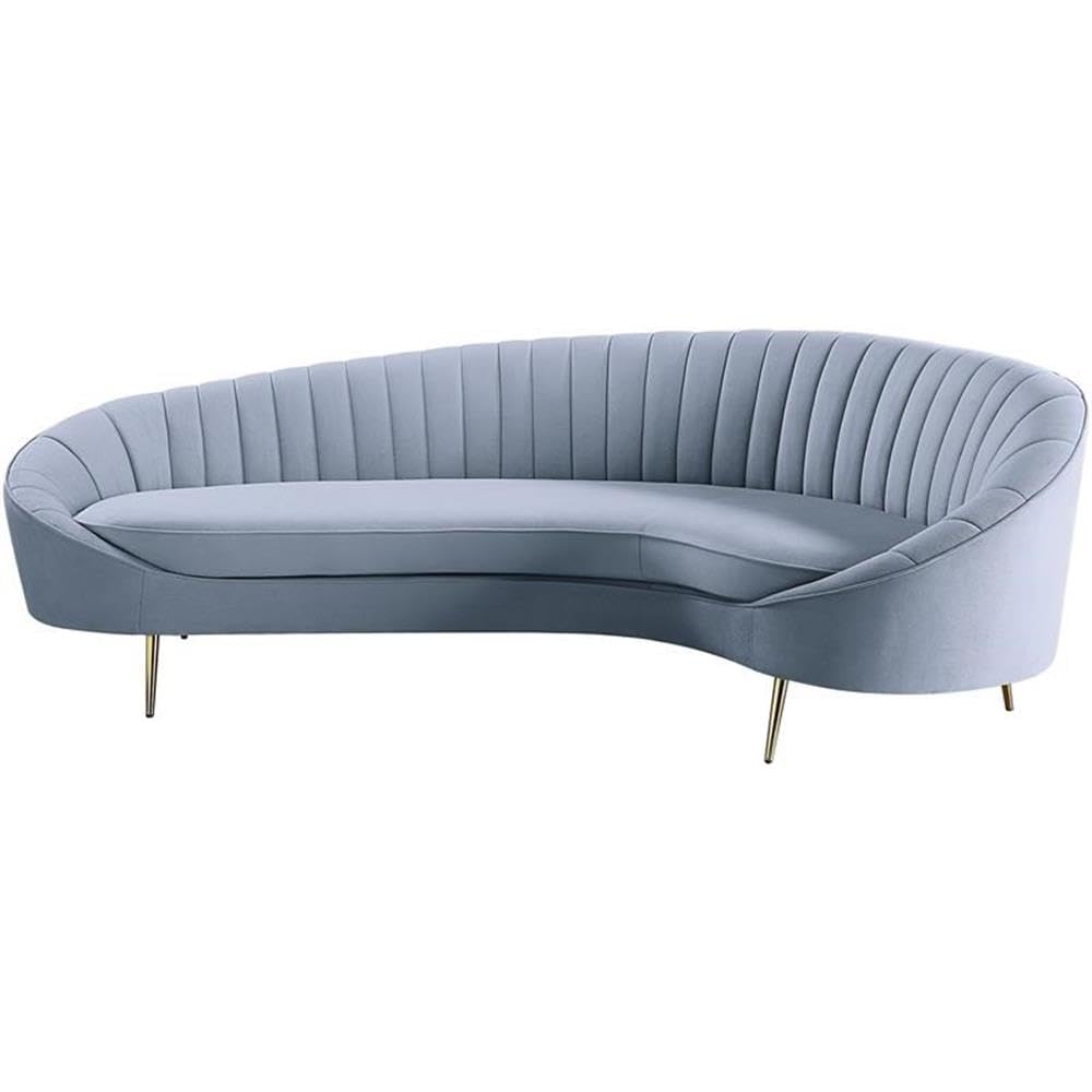 Acme Ballard Velvet Upholstered Sofa in Light Gray