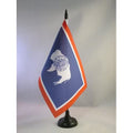 Wyoming Table Flag 5' X 8' - Us State Of Wyoming Desk Flag 21 X 14 Cm - Black Plastic Stick And Base - Az Flag