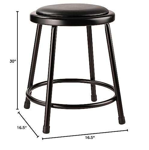 National Public Seating, 30in. Heavy Duty Vinyl Padded Steel Stool, Black, Primary Color Black, Included (qty.) 1, Seating Type Office Stool, Model# 6430-10