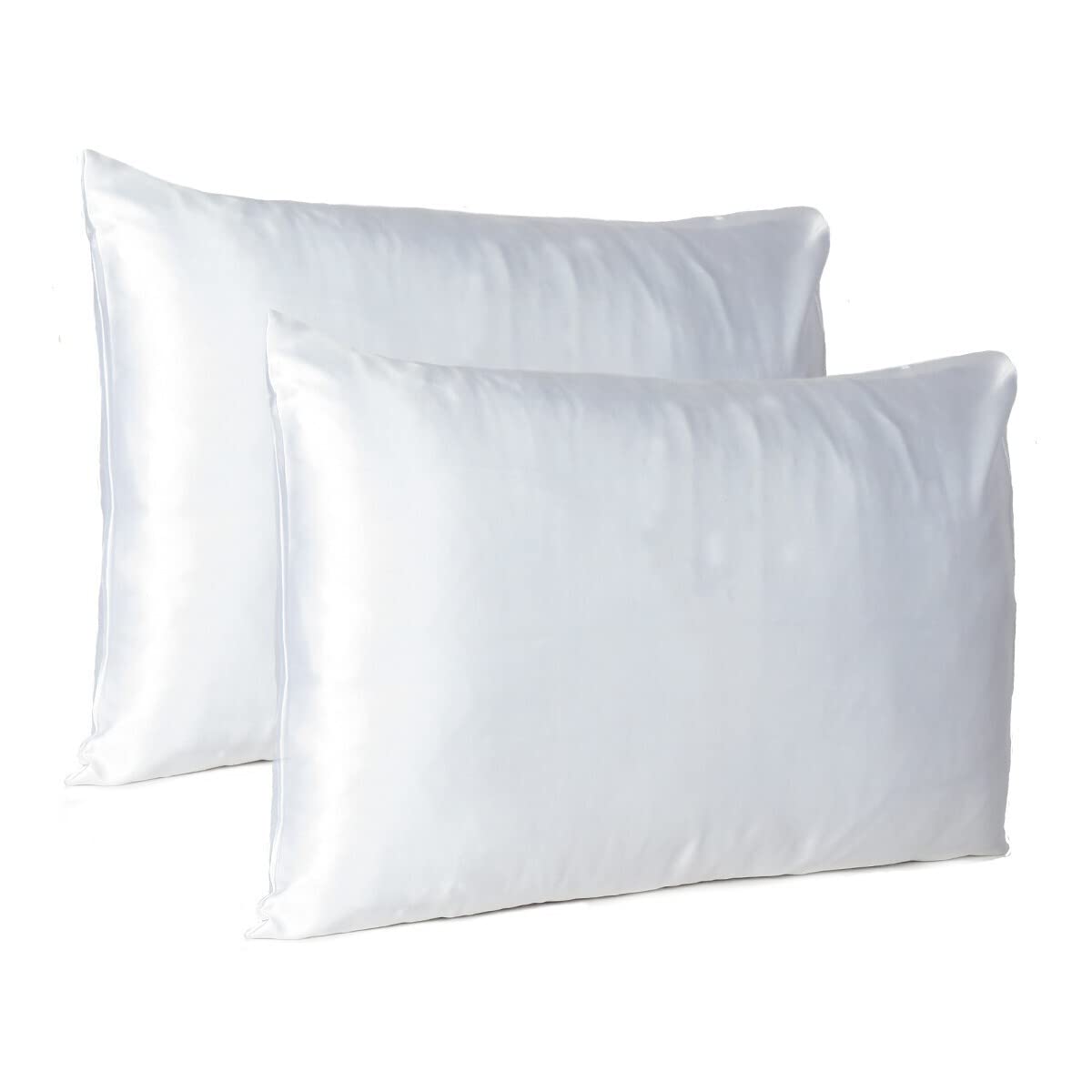 HomeRoots White Dreamy Set of 2 Silky Satin Standard Pillowcases