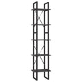 vidaXL Solid Pinewood 5-Tier Book Cabinet Home Indoor Living Room Wooden Storage Cabinet Organizer Bookcase Bookshelf Rack Furniture Gray 15.7"