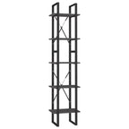 vidaXL Solid Pinewood 5-Tier Book Cabinet Home Indoor Living Room Wooden Storage Cabinet Organizer Bookcase Bookshelf Rack Furniture Gray 15.7"