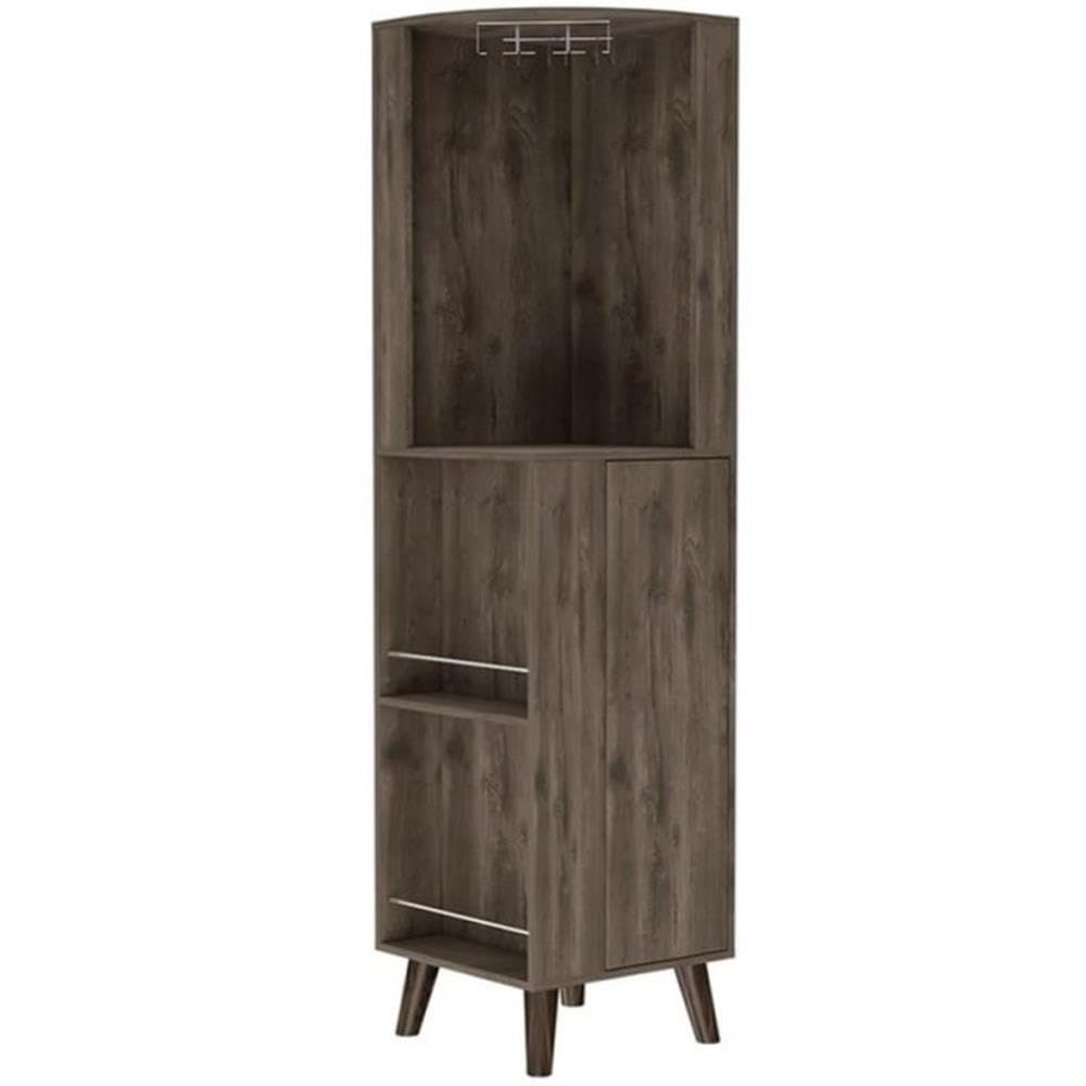 FM FURNITURE Quinn Corner Bar Cabinet Engineered Wood Dark Brown
