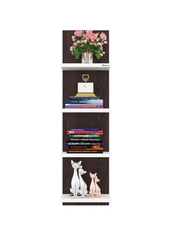 Mahaakaay Stairs Four Engineered Wood Wall Mount Shelf Racks And Shelves Book Shelf Decor Unit Wenge White