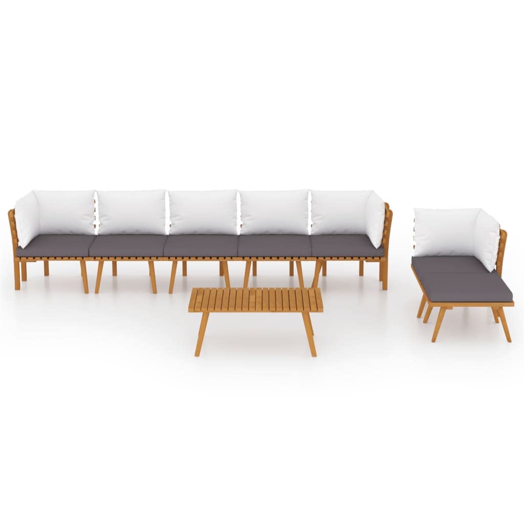 vidaXL Patio Lounge Set 8 Piece, Sectional Sofa for Outdoor Backyard, Couch with Cushions, Patio Furniture Set with Table, Solid Wood Acacia