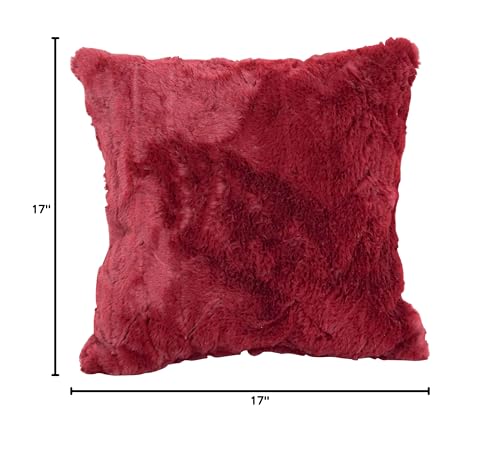 Blazing Needles Square Faux Fur Throw Pillows, 17&quot;, Naples Cranbe 4 Count