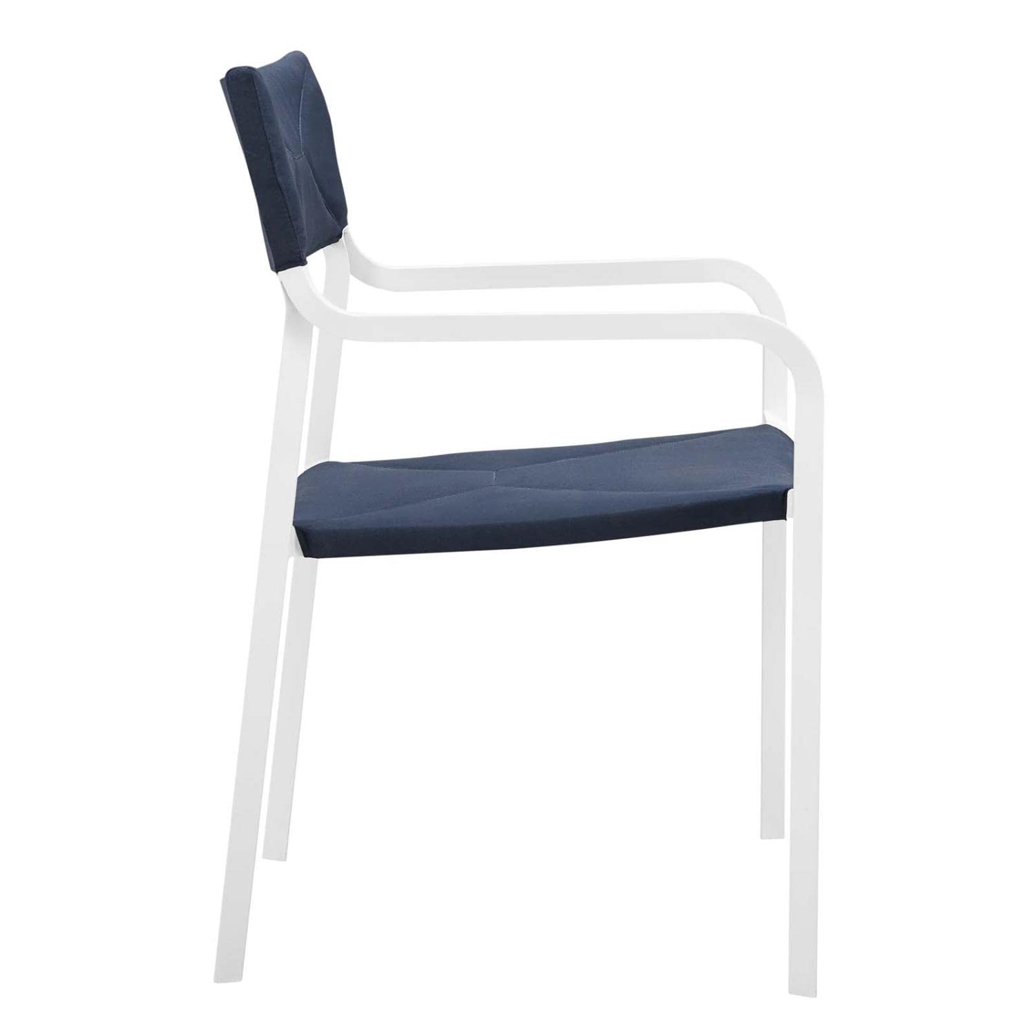 Modway Raleigh 34" Modern Fabric Outdoor Patio Armchair In White/Navy (Set Of 2)