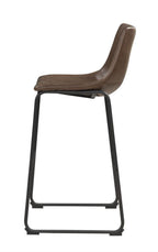 Coaster Home Furnishings 29-Inch Industrial Mid-Back Pub Height Chair Bar Stool Barstool PU Leather Seat with Metal Frame, Set of 2, Brown