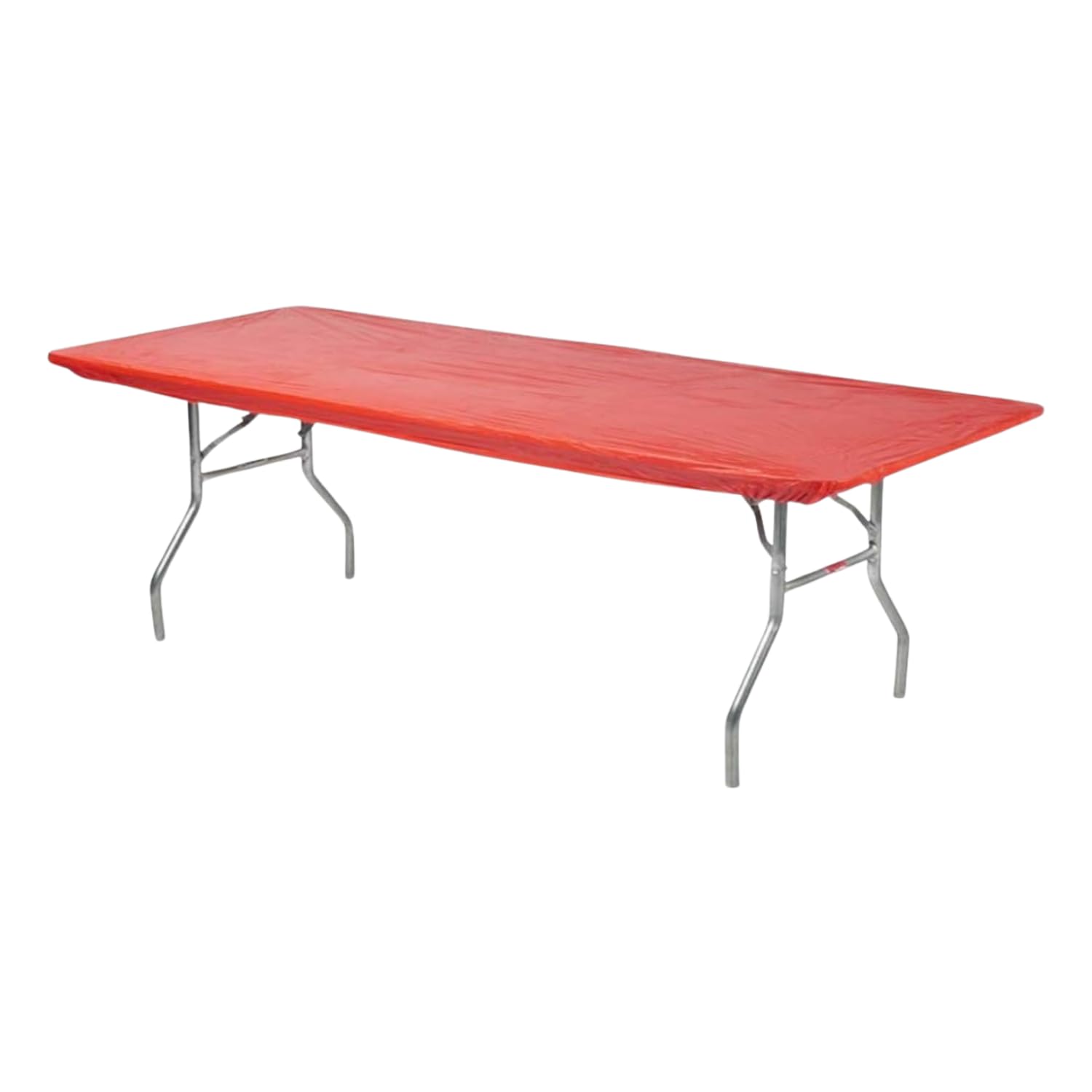 Kwik-Covers 6' Rectangular Plastic Table Covers 30' X 72' (6 Feet), Bundle Of 10 - Indoor Or Outdoor Fitted Table Covers For Banquet Tables (Red)