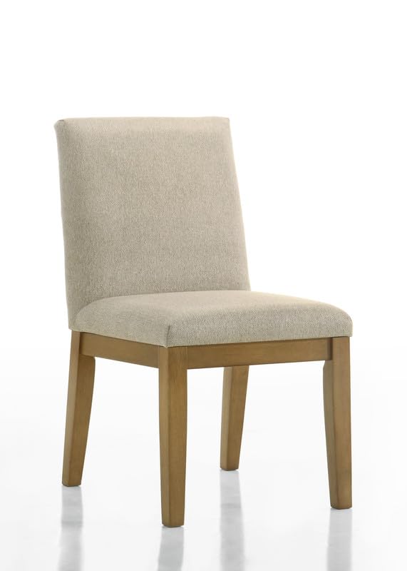 Lilola Home Jasper Set of 2 Driftwood Finish Beige Fabric 19&quot; W Dining Chair