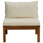SKM Sectional Middle Sofa with Cream White Cushion Acacia Wood