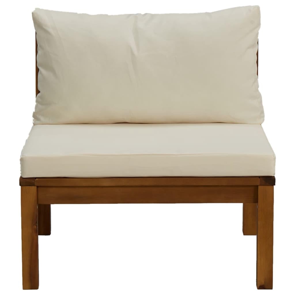 SKM Sectional Middle Sofa with Cream White Cushion Acacia Wood