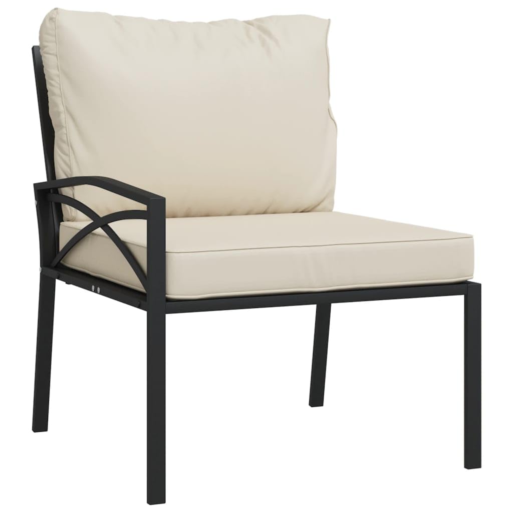 vidaXL Patio Accent Armchair Set - 2 Pcs Steel Frame Black/Sand Cushions for Garden/Lounge