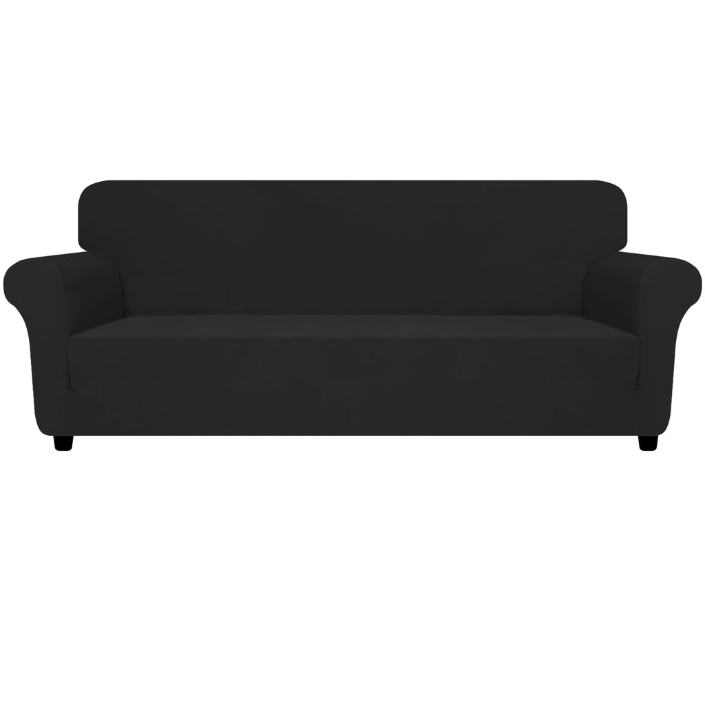 Znsayotx Oversized Super Stretch Couch Cover (91'-110'), New Striped Sofa Covers Comfortable & Durable, Dog Cat Pets Friendly Extra Large Spandex Sofa Slipcovers (Black Grey, Xl Sofa)