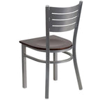 Flash Furniture HERCULES Series Silver Slat Back Metal Restaurant Chair - Walnut Wood Seat