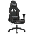 vidaXL Black & Gray Massage Gaming Chair with Footrest - Adjustable Height and Backrest, Comfortable Seating, Durable Faux Leather