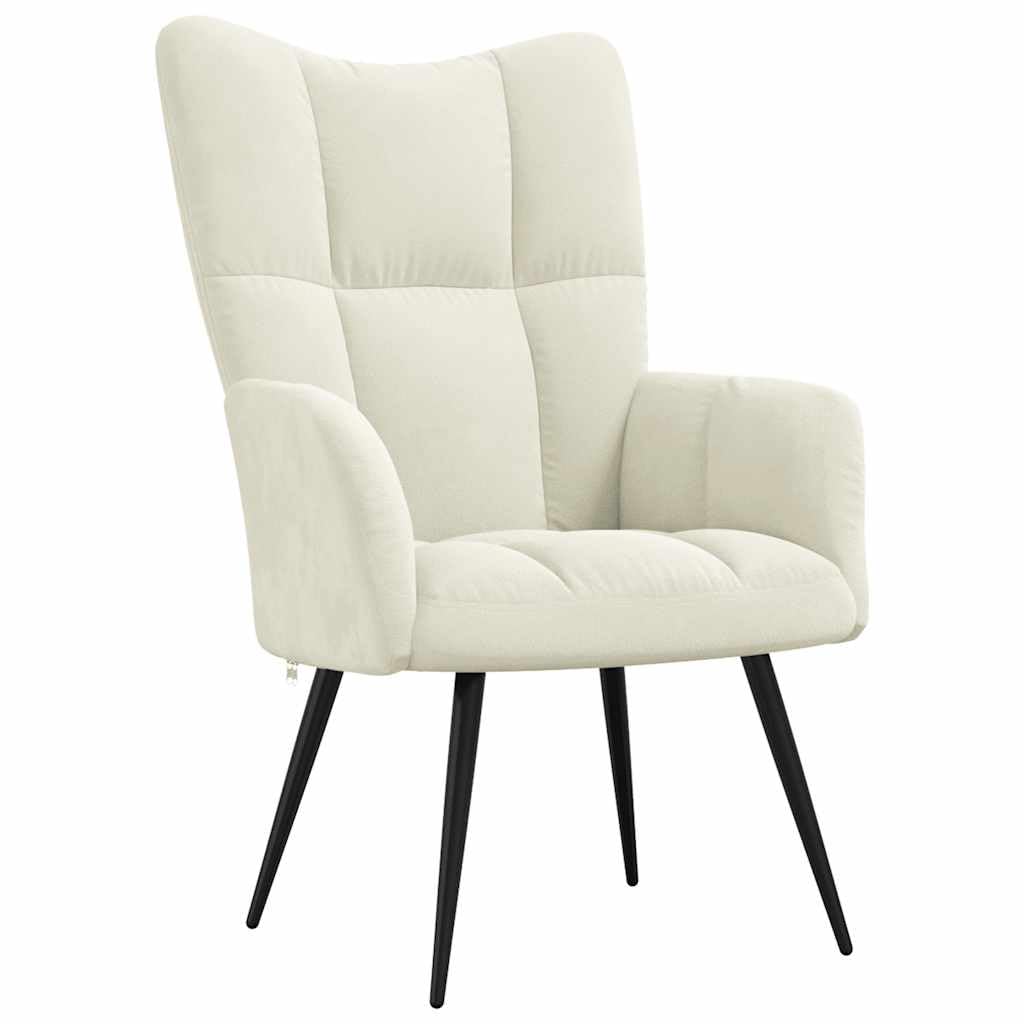 vidaXL Modern Relaxing Armchair with Steel Frame, Comfortable Velvet Upholstery, in Chic Cream White Color, Ideal for Lounge, Office, Living Room