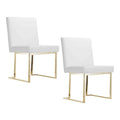 Pangea Home Dexter 18.5" Polyurethane/Metal Side Chair In White/Gold (Set Of 2)