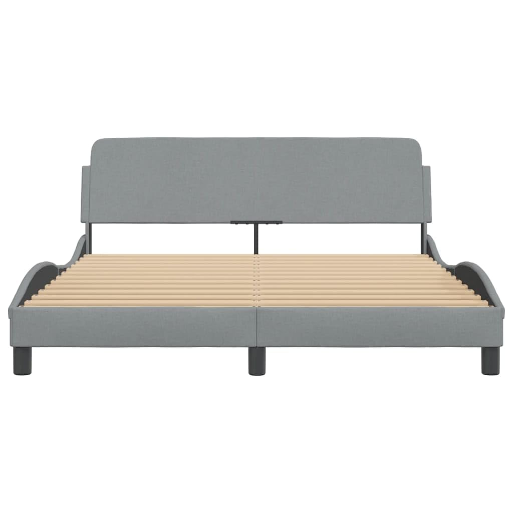 vidaXL Elegant Light Gray Fabric Queen Bed Frame - Modern Design with Headboard, Sturdy Wooden & Metal Support, for Bedroom Comfort