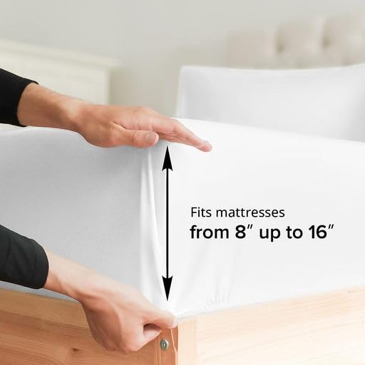 Twin Size Fitted Bed Sheet - Hotel Luxury Single Fitted Bottom Sheet Only - Fits Mattress Between 8 To 16 Inches - Deep Pockets, Extra Soft And Wrinkle Free - Easy-Fit, Breathable & Cooling - Ice Blue