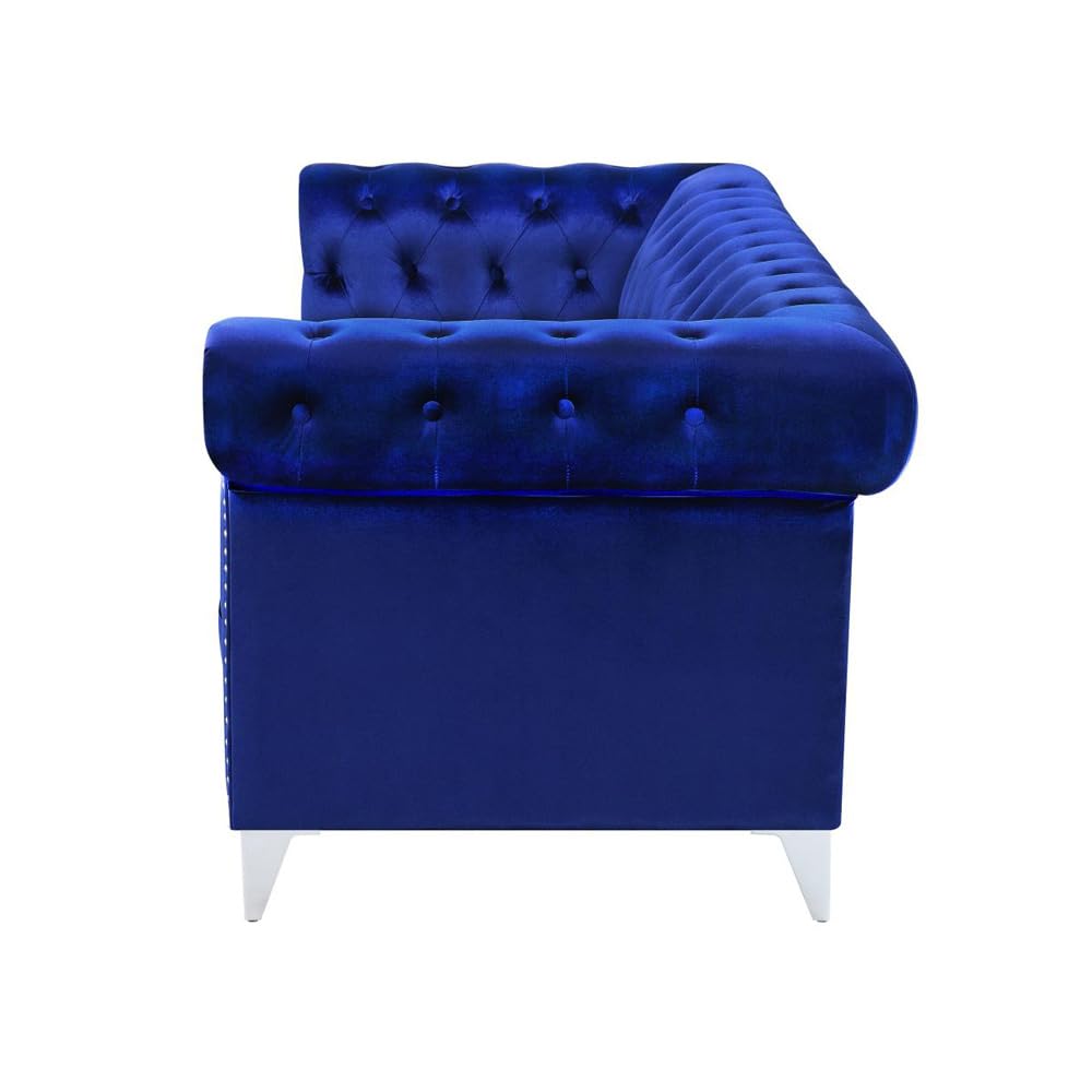 Bleker Tufted Tuxedo Arm Blue Sofa