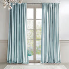 Lazzzy Baby Blue Velvet Curtains Room Darkening Thermal Insulated Curtains 84 Inch Long Window Drapes For Bedroom Living Room Super Soft Luxury Rod Pocket Window Treatment, 2 Panels