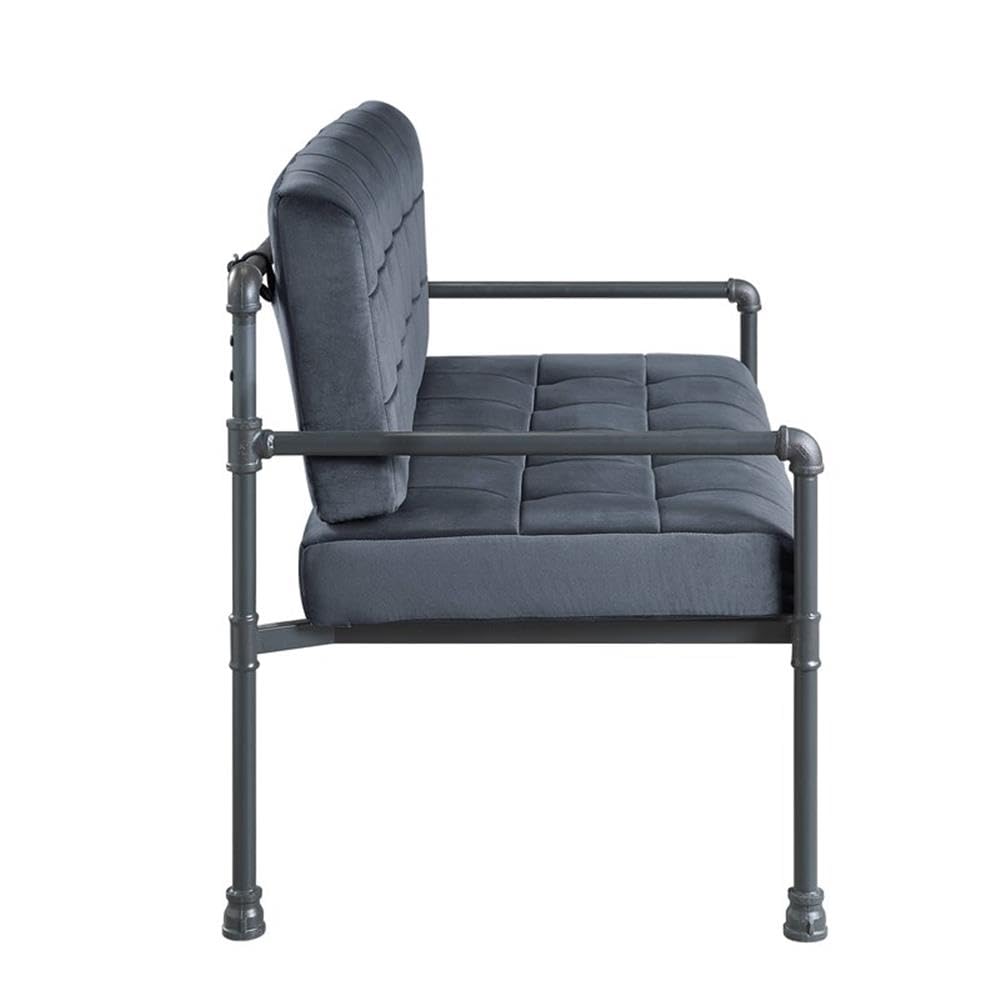 Acme Brantley Loveseat in Gray Velvet & Sandy Gray Finish