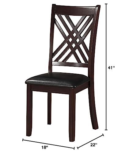 HomeRoots Black Pu and Espresso PU, Foam, MDF 18&quot; X 22&quot; X 41&quot; 2pc Black and Espresso Side Chair